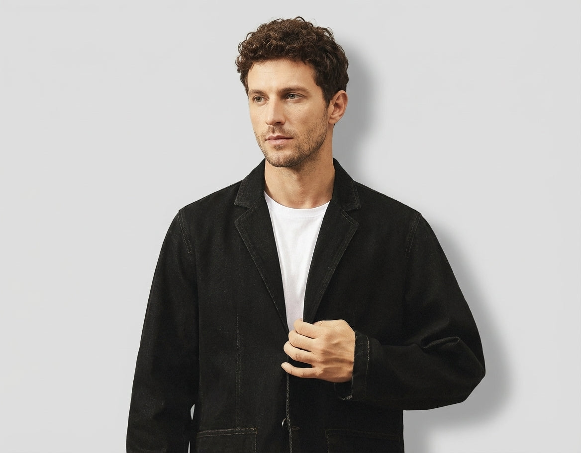 Dark Washed Denim Suit Jacket