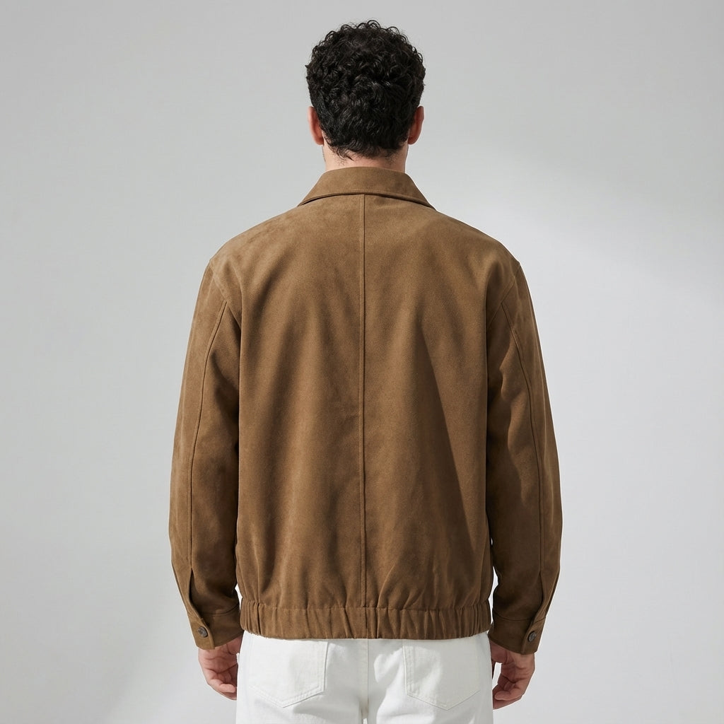 Suede Leather Jacket in Khaki