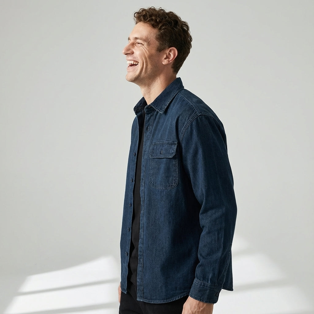 Enzyme Washed Over Shirt Jacket in Dark Teal