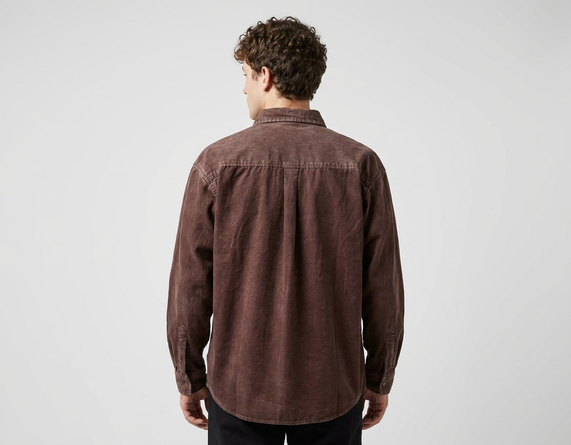 Enzyme Washed Over Shirt Jacket in Vintage Burgundy