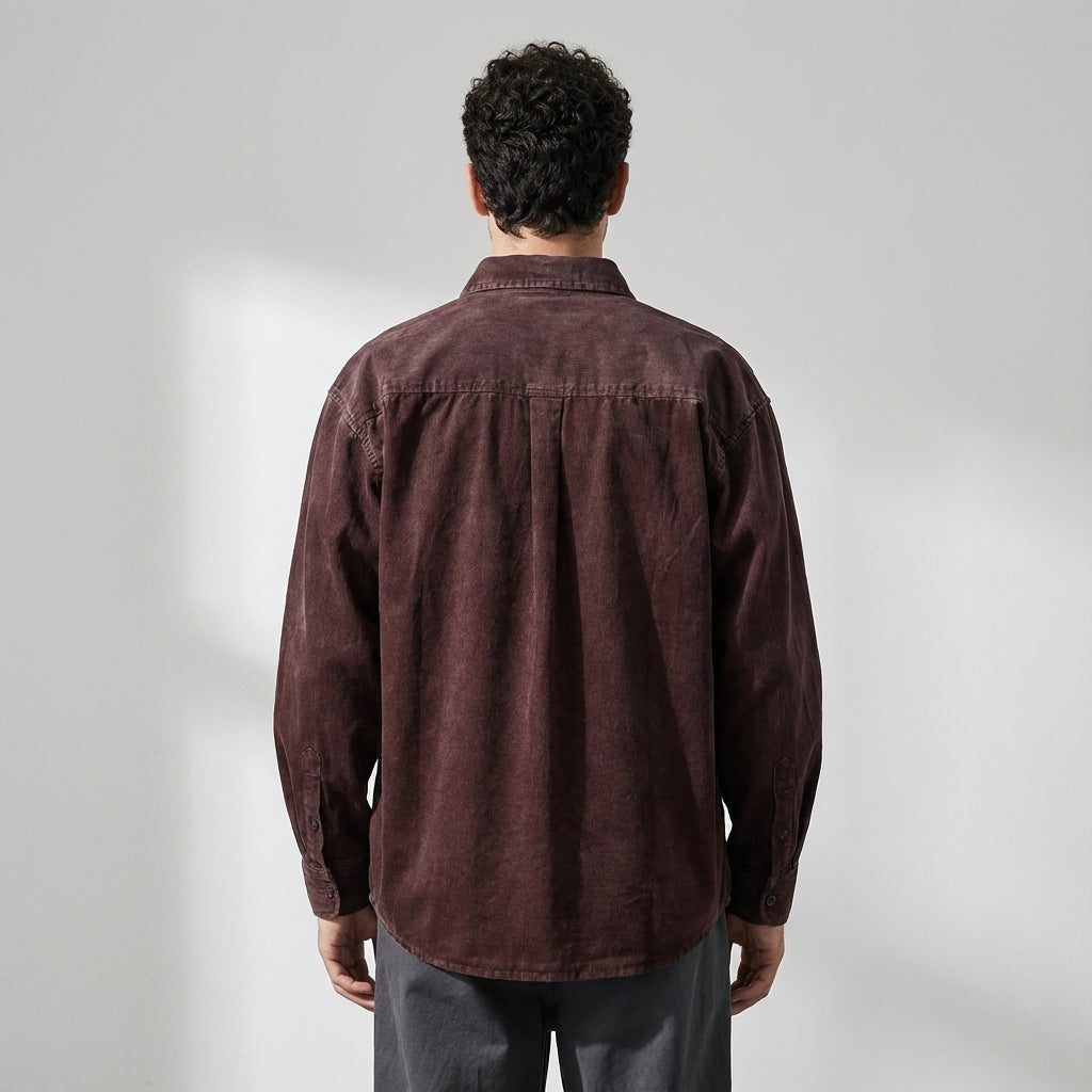 Enzyme Washed Over Shirt Jacket in Vintage Burgundy