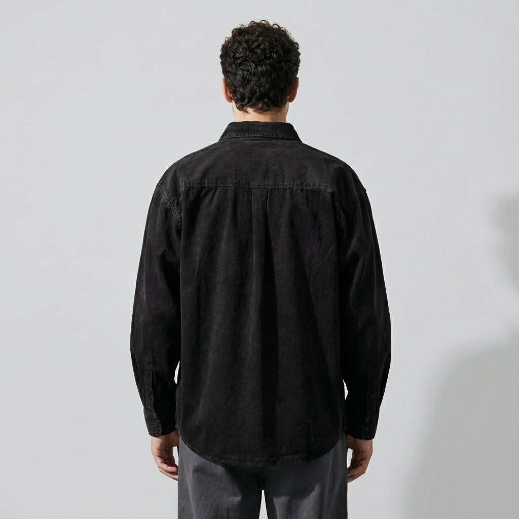 Enzyme Washed Over Shirt Jacket in Black