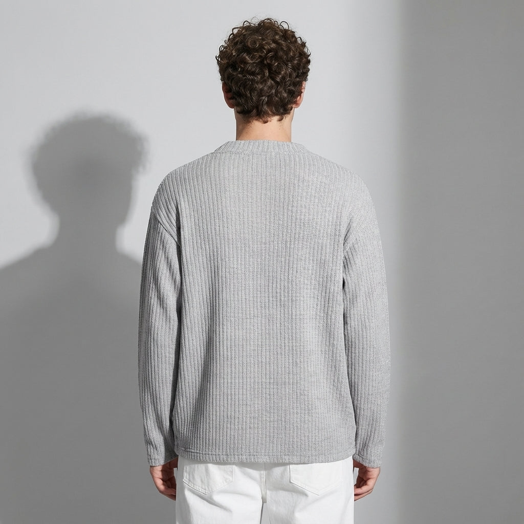 Sweater-Jacquard knit T-Shirt in Gray