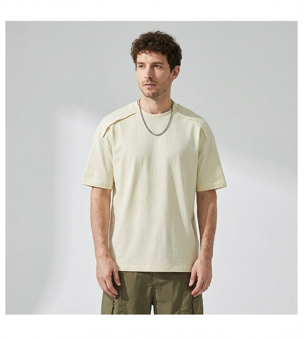 Panel Detail T-Shirt in Apricot