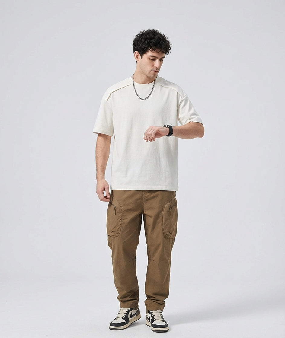 Panel Detail T-Shirt in White