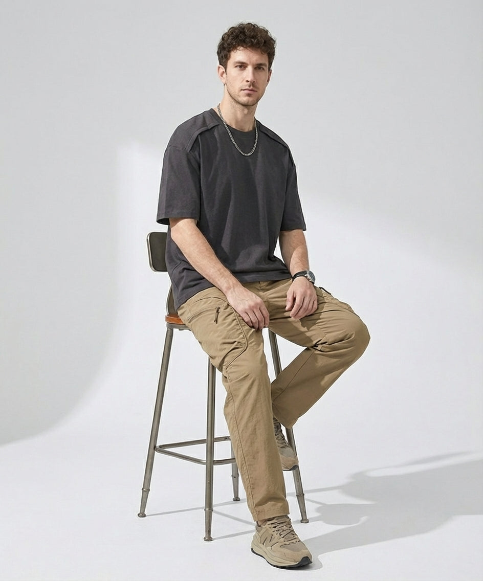 Panel Detail T-Shirt in Grey