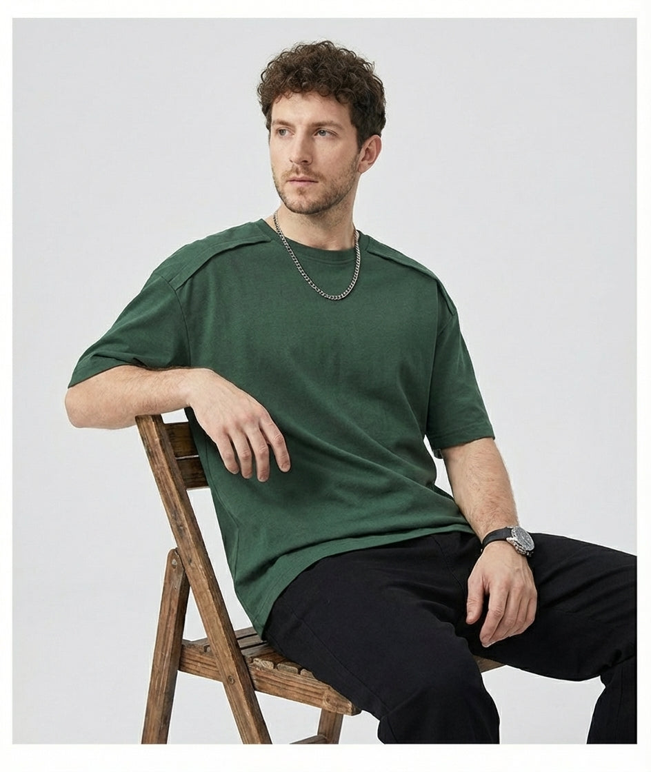 Panel Detail T-Shirt in Green