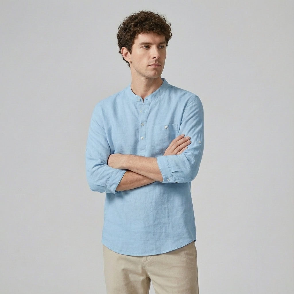Three-Quarter Sleeve Henley T-Shirt
