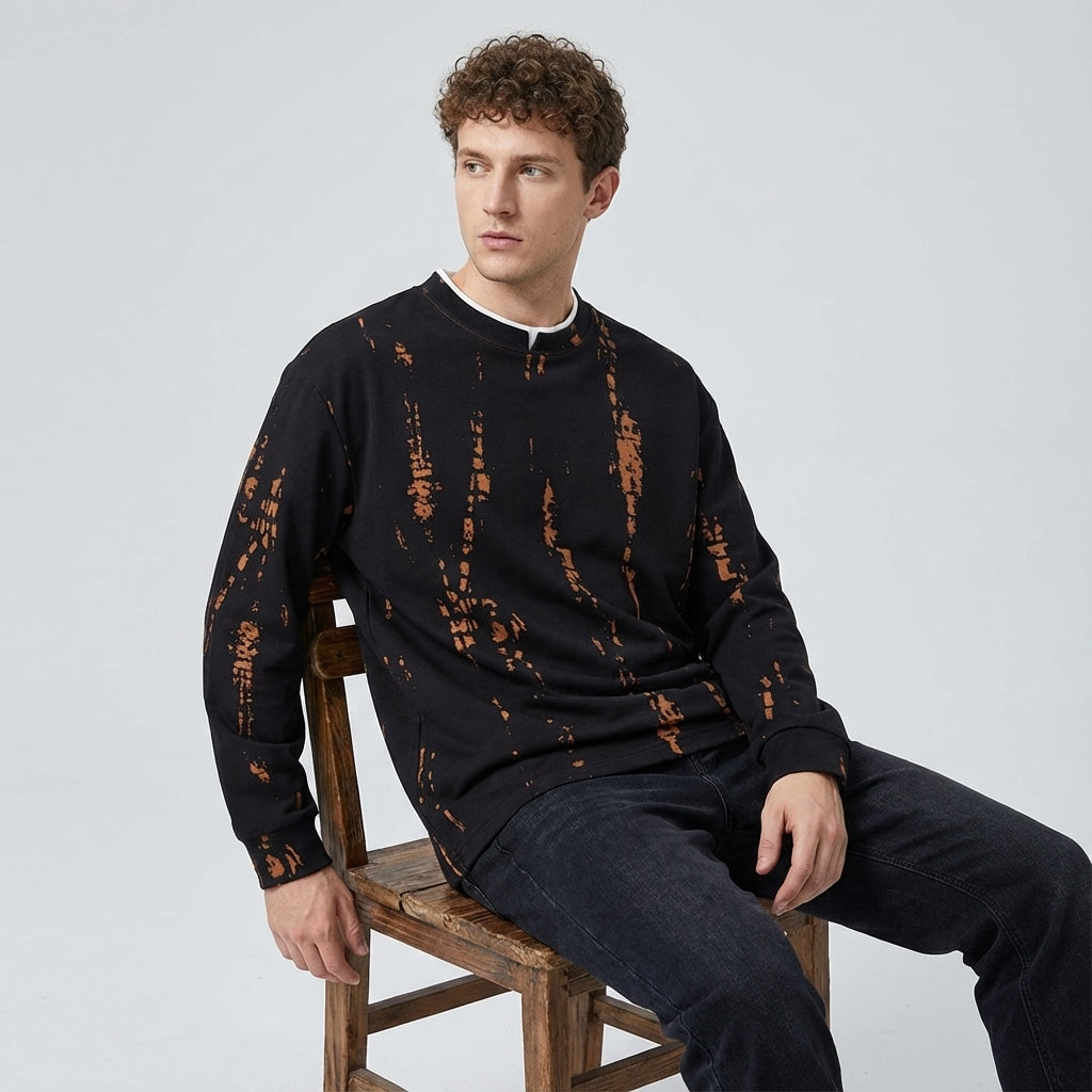 Double Layer Design Tee with Brushstroke Print