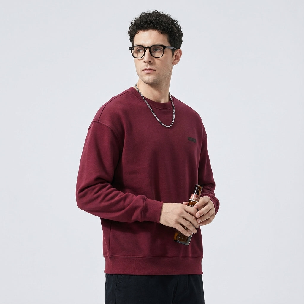 Crew Neck Drop-Shoulder Sweatshirt