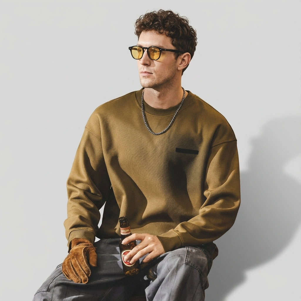Crew Neck Drop-Shoulder Sweatshirt