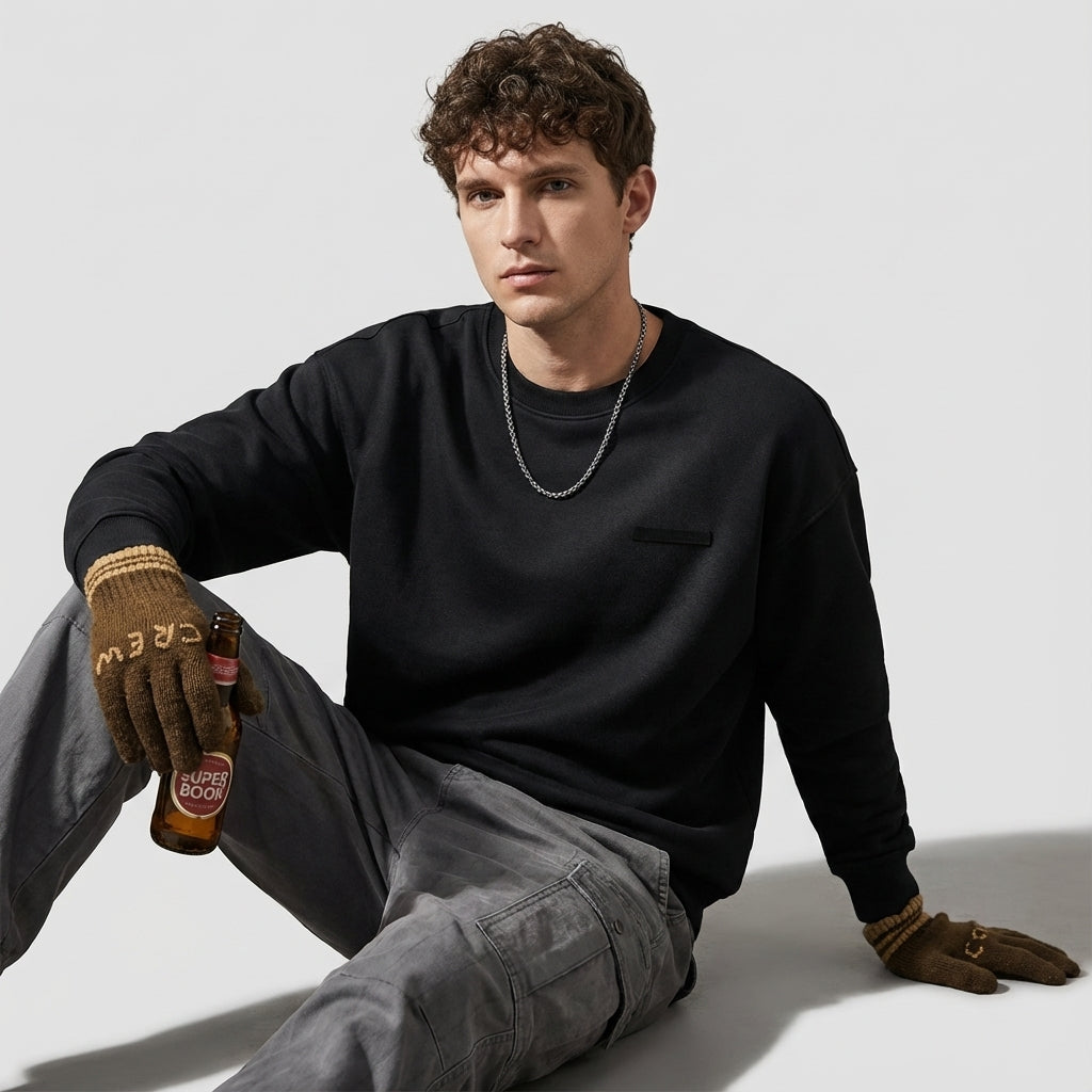 Crew Neck Drop-Shoulder Sweatshirt