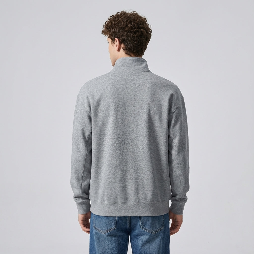 Stand Collar 400 GSM Sweatshirt in Light Gray