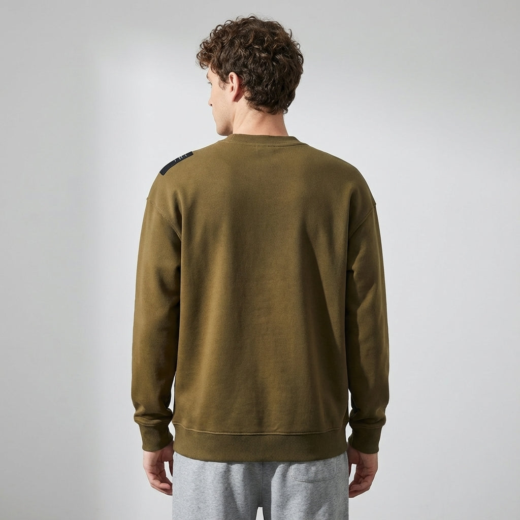 Dropped Shoulder Crewneck Heavy Sweatshirt in Clay Brown