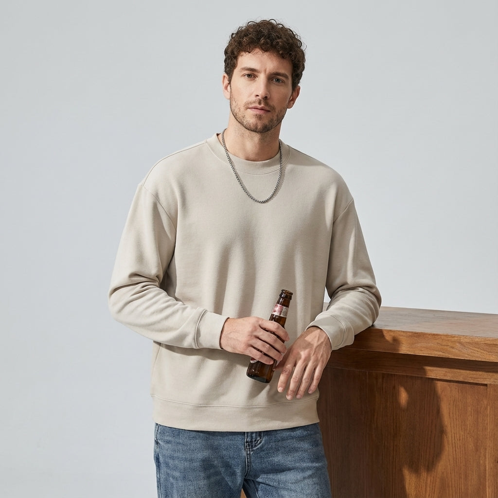 Crewneck German Fleece SweatShirt in Apricot