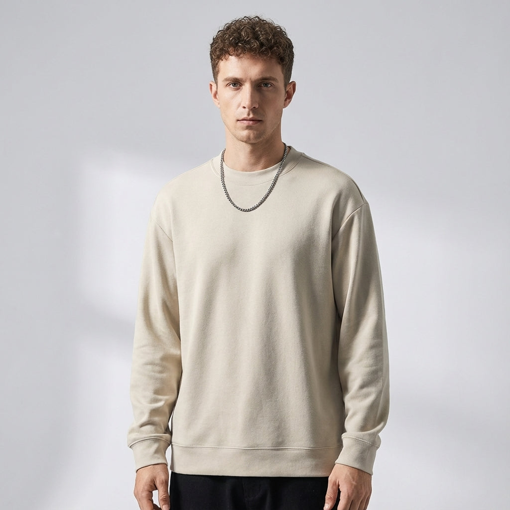 Crewneck German Fleece SweatShirt in Apricot
