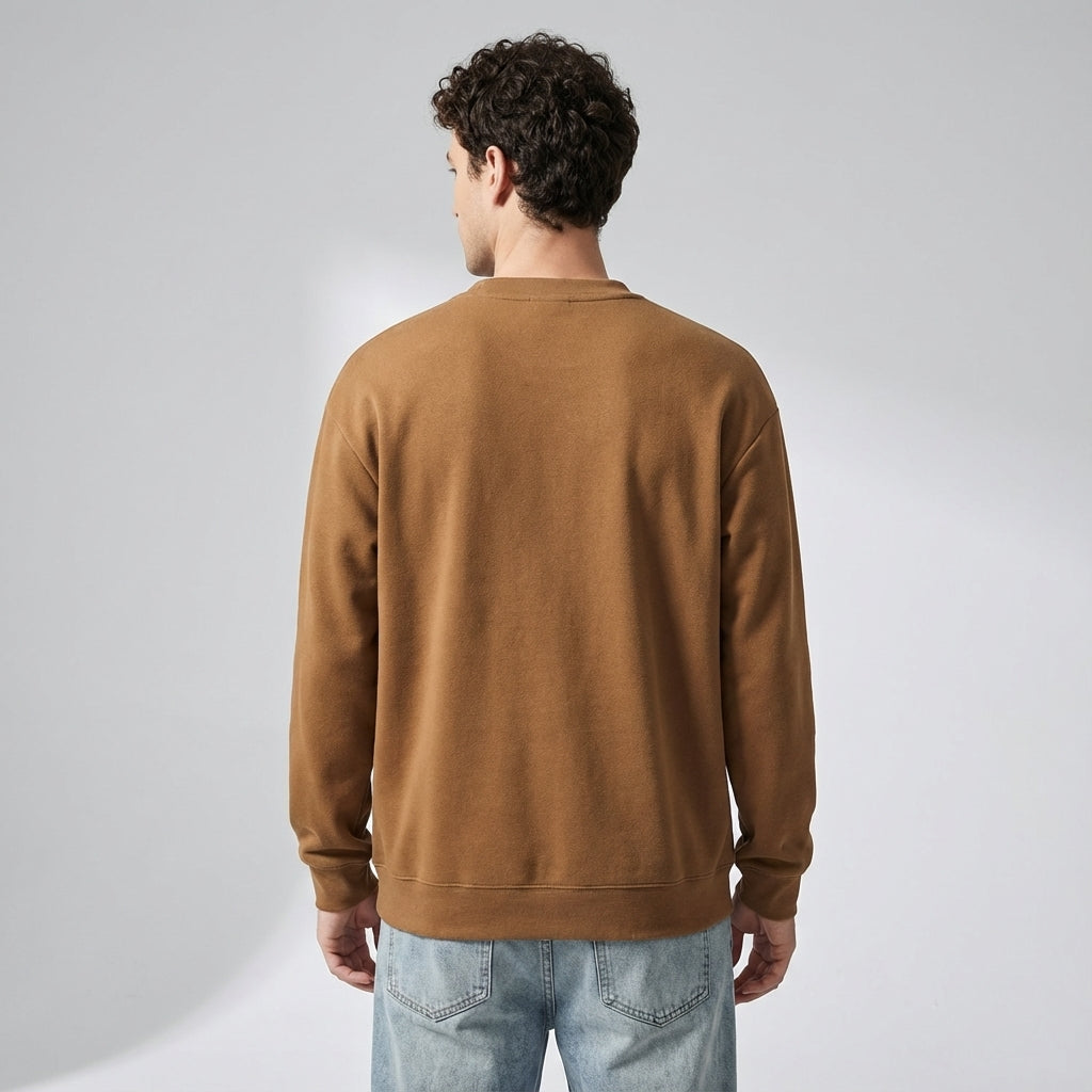 Crewneck German Fleece SweatShirt in Mocha