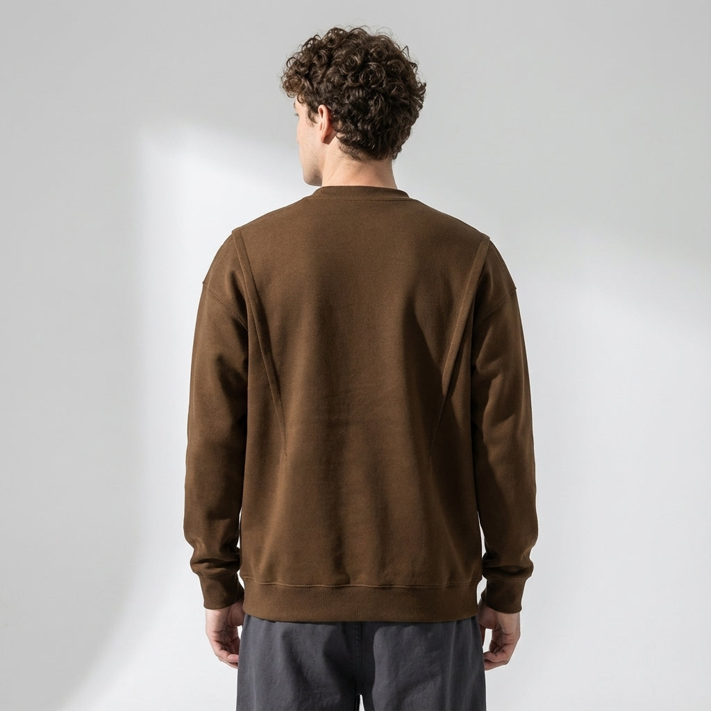 Signature Panel Crewneck Sweatshirt in Mocha