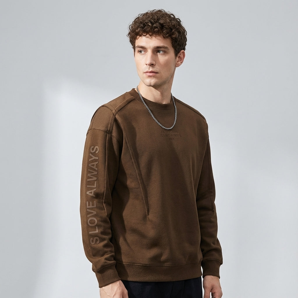 Signature Panel Crewneck Sweatshirt in Mocha