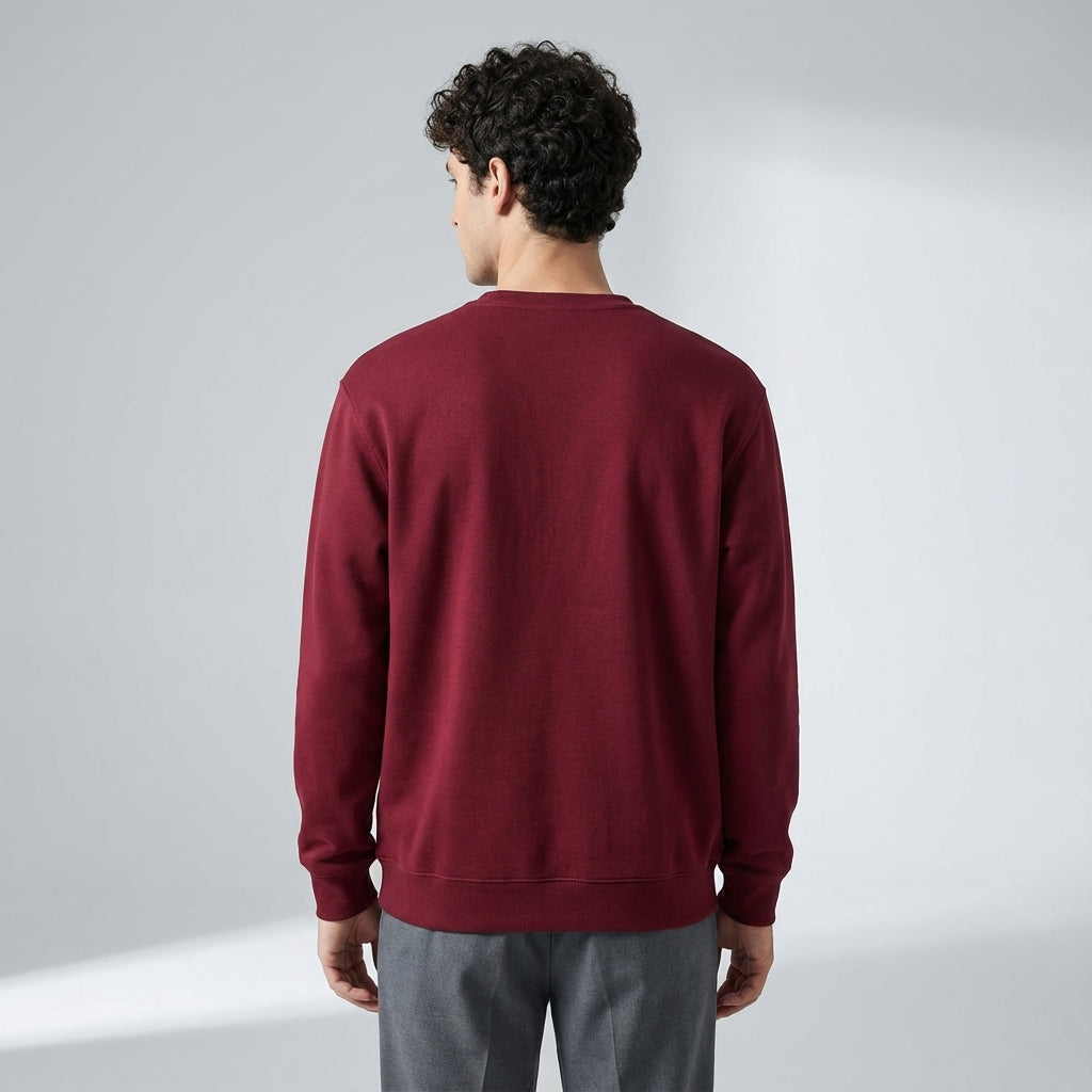 Signature Panel Crewneck Sweatshirt in Wine Red