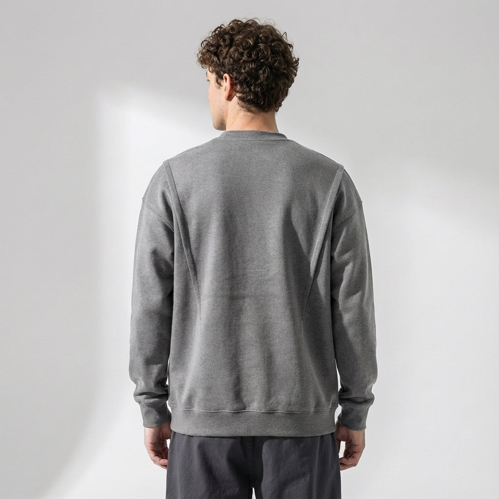 Signature Panel Crewneck Sweatshirt in Smoke Gray