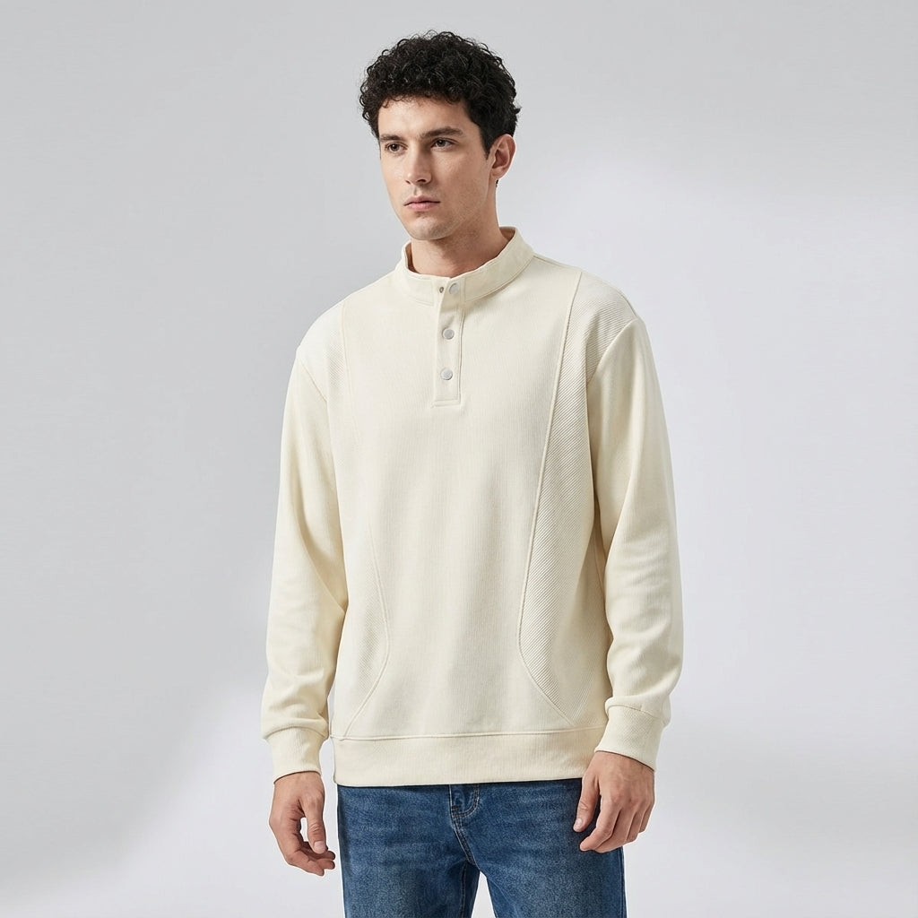 Designer Henley Collar Jumper in Apricot