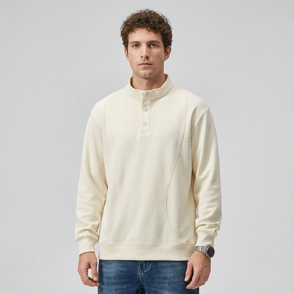 Designer Henley Collar Jumper in Apricot