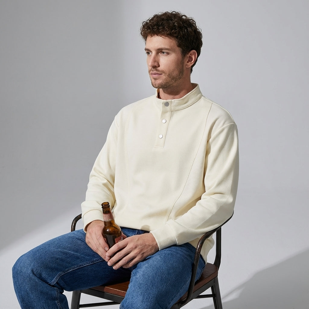 Designer Henley Collar Jumper in Apricot