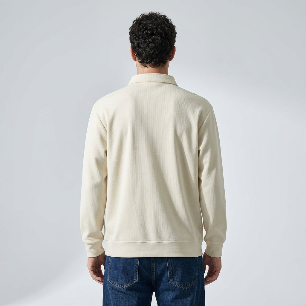 Designer Henley Collar Jumper in Apricot
