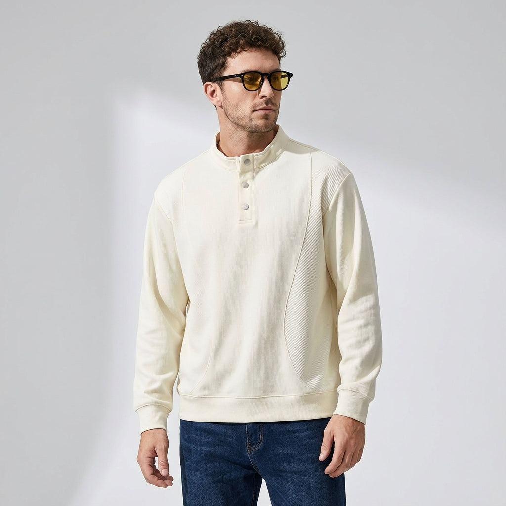 Designer Henley Collar Jumper in Apricot