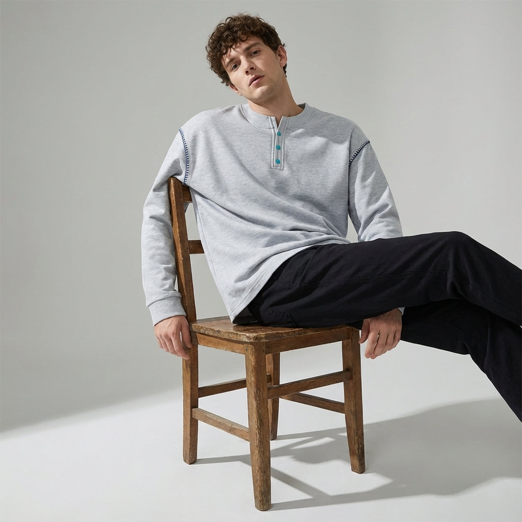 Whip Stitch Designer Jumper in Light Gray