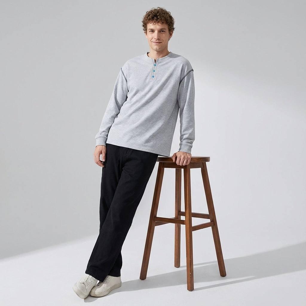 Whip Stitch Designer Jumper in Light Gray