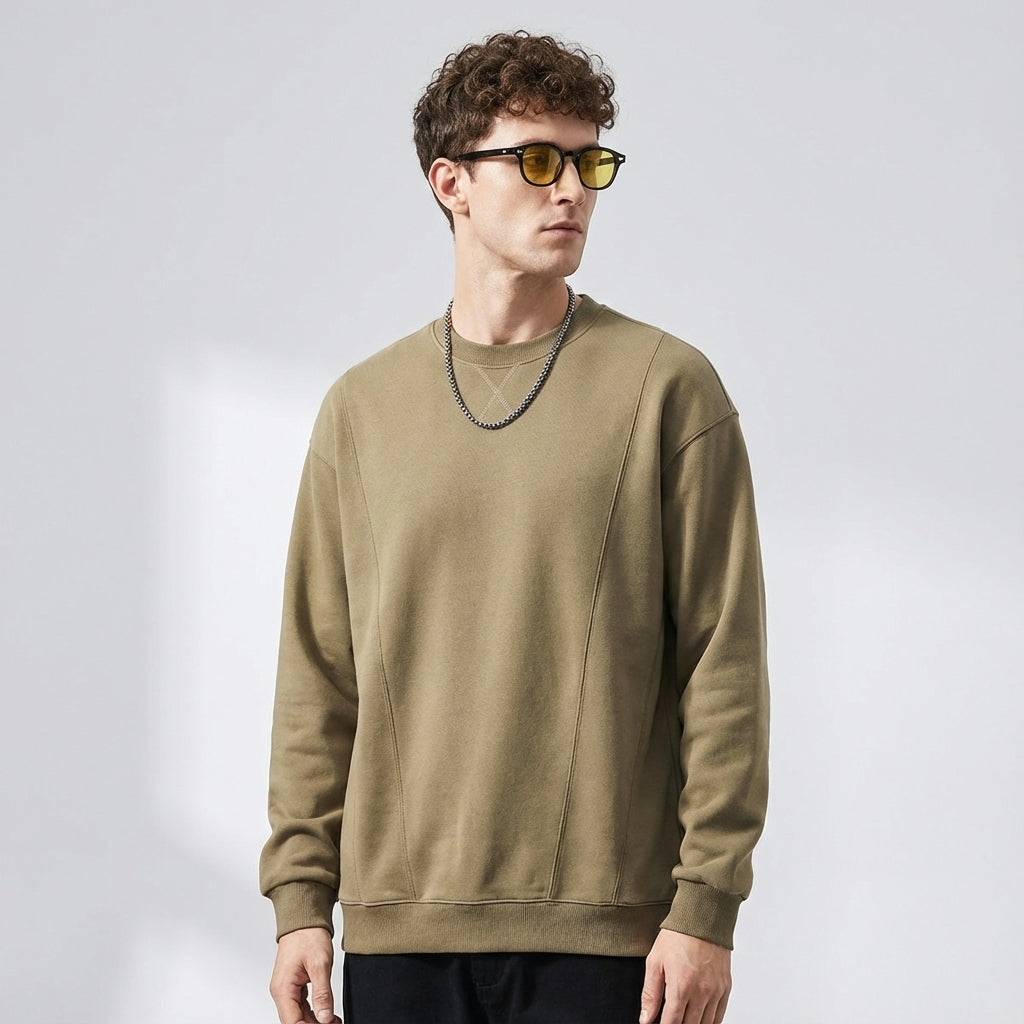 380 GSM Crew Neck Sweatshirt in Military Green