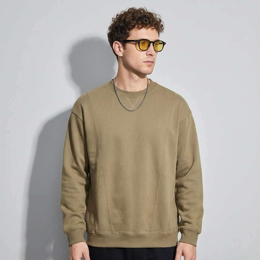 380 GSM Crew Neck Sweatshirt in Military Green