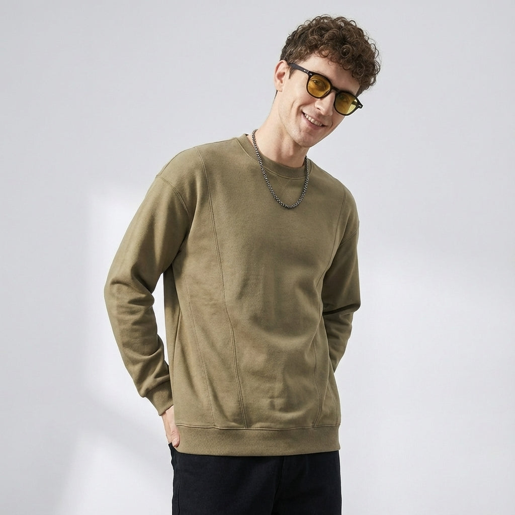 380 GSM Crew Neck Sweatshirt in Military Green – DONE&DUSTED