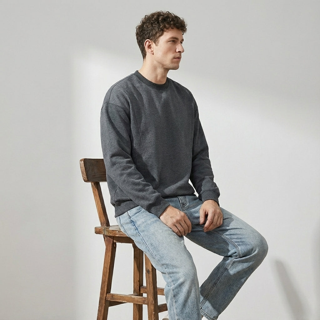 380 GSM Crew Neck Sweatshirt in Dark Gray
