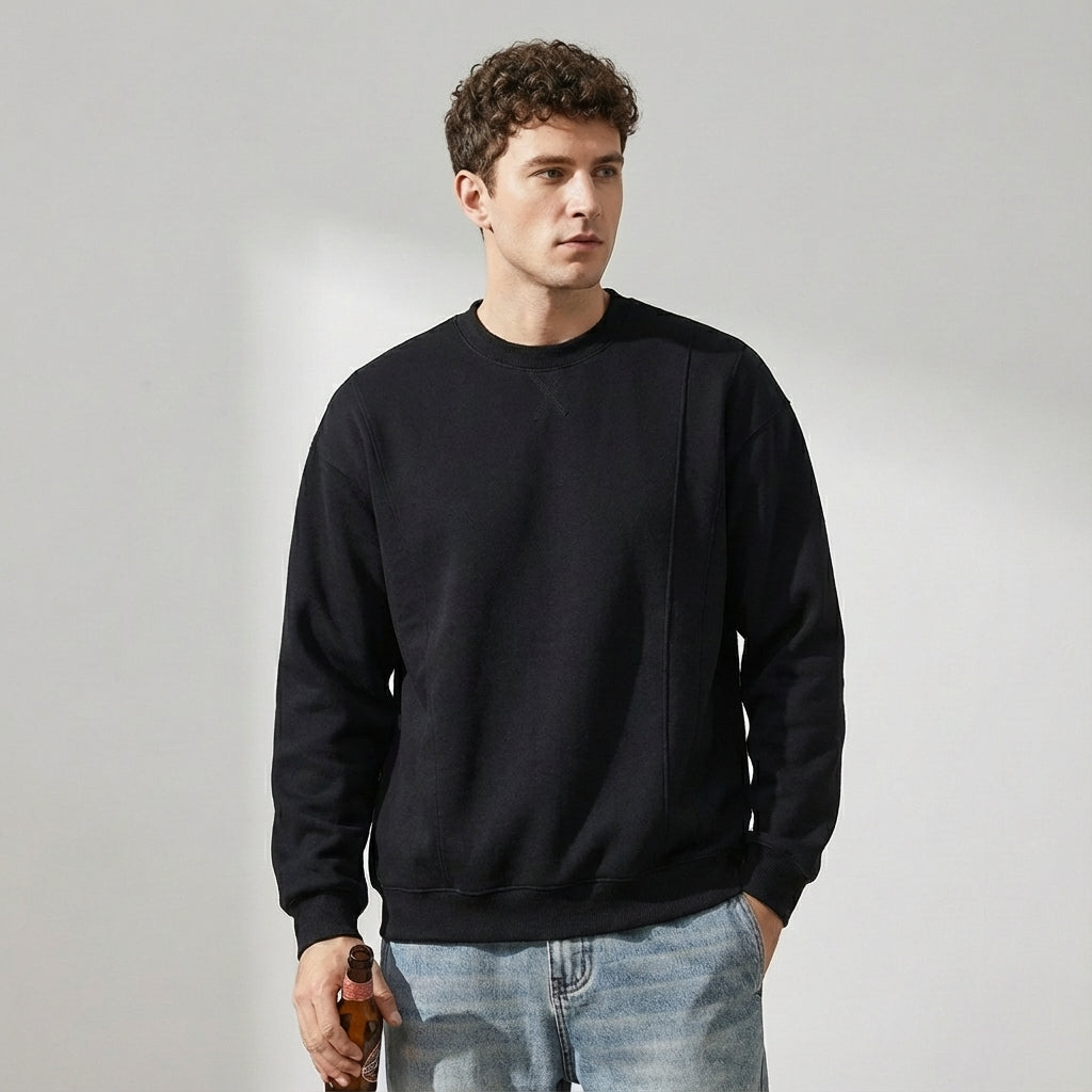 380 GSM Crew Neck Sweatshirt in Black