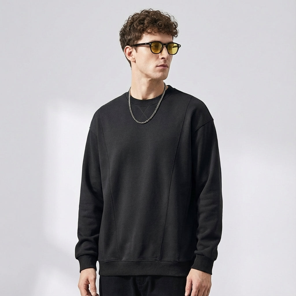 380 GSM Crew Neck Sweatshirt in Black