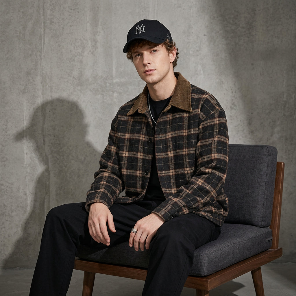 Heritage Plaid Wool Jacket - MOCHABROWN