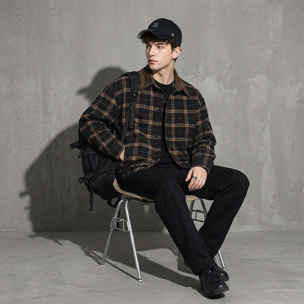 Heritage Plaid Wool Jacket - MOCHABROWN
