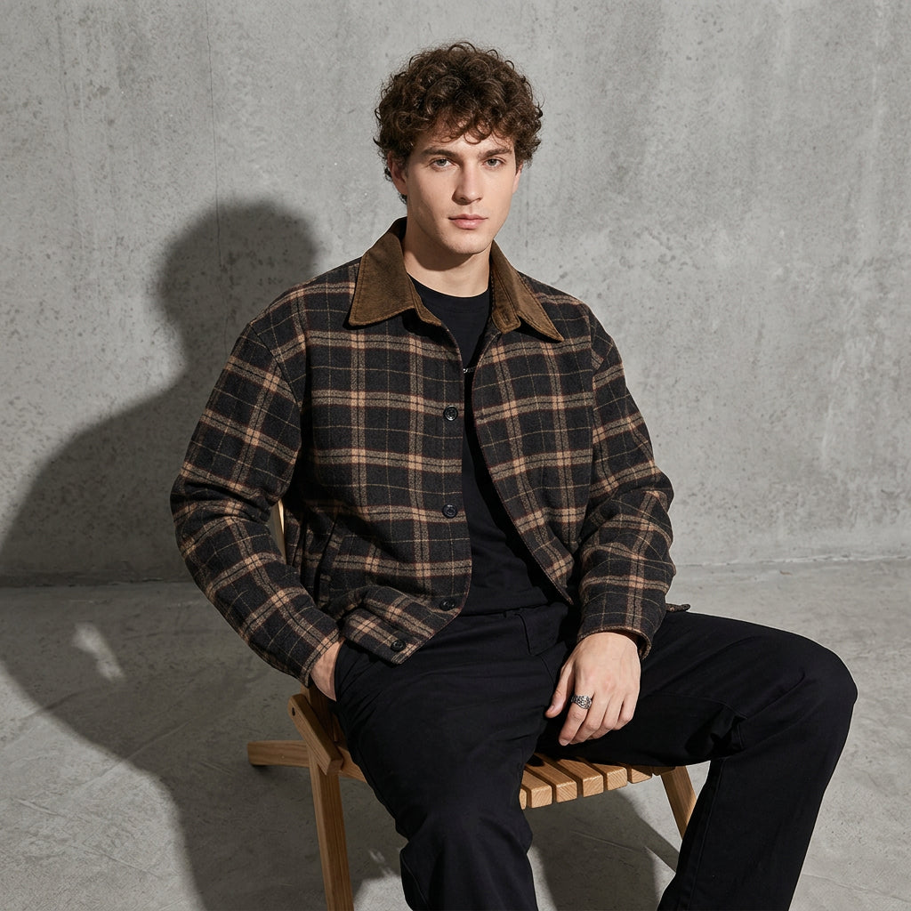 Heritage Plaid Wool Jacket - MOCHABROWN