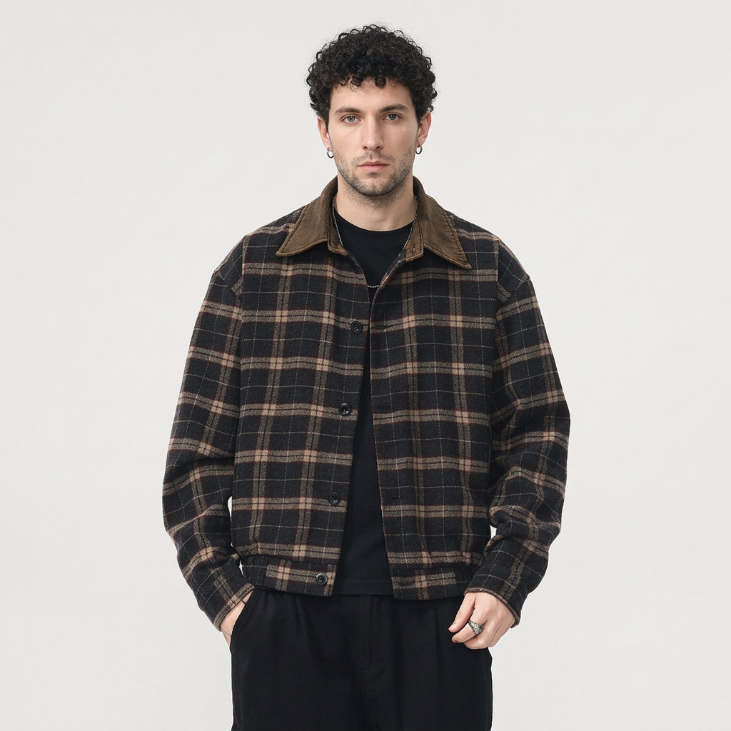 Heritage Plaid Wool Jacket - MOCHABROWN