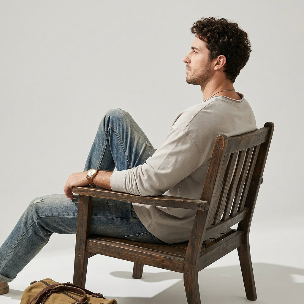 100% Cotton Long Sleeve Tee  - APRICOT