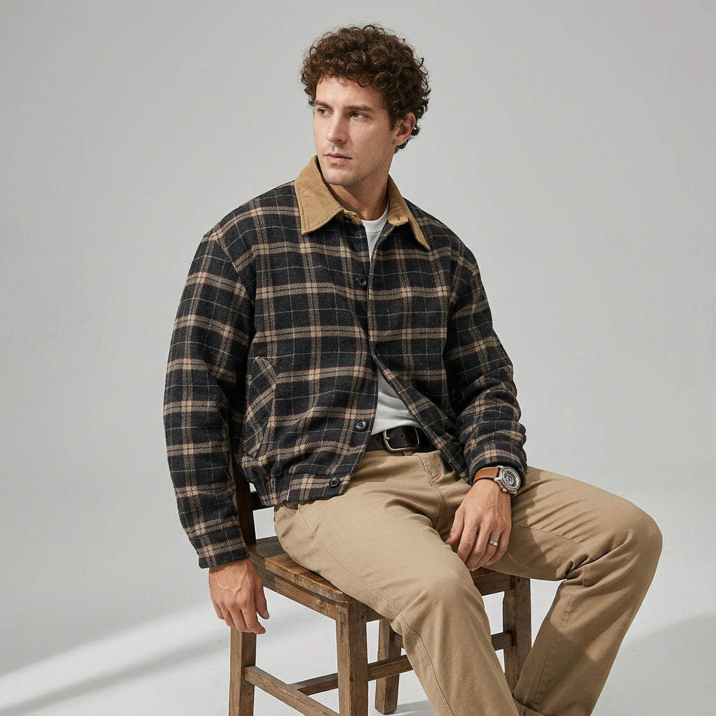 Heritage Plaid Wool Jacket - MOCHABROWN