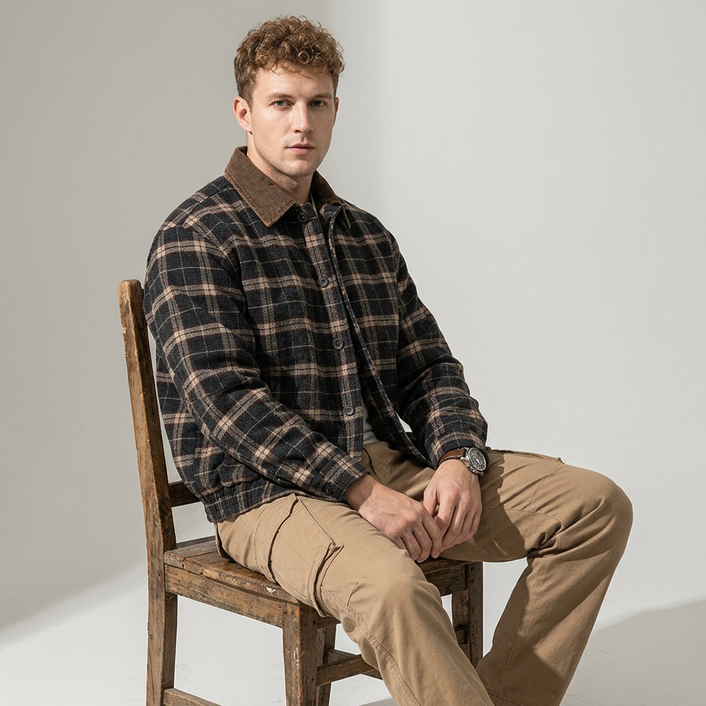 Heritage Plaid Wool Jacket - MOCHABROWN