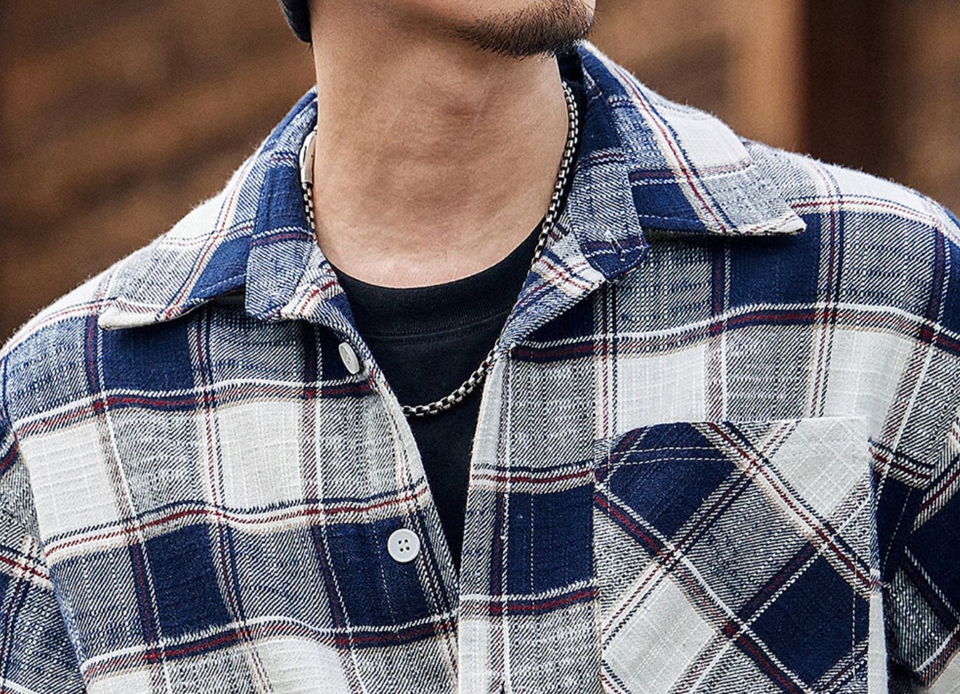 Retro Fit  Plaid Shirt  - BLUE