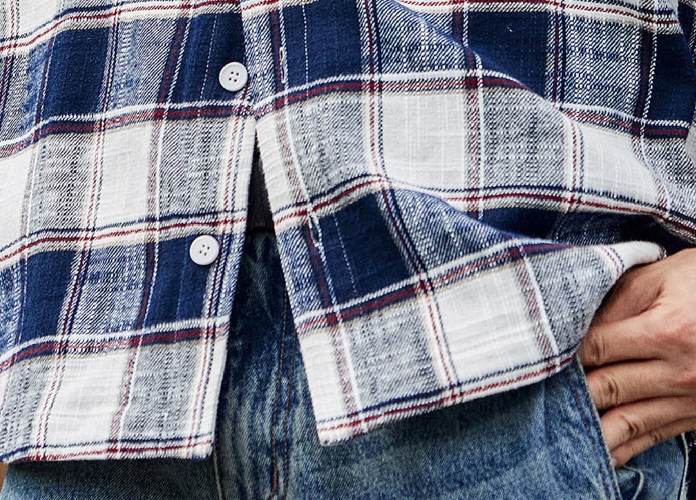 Retro Fit  Plaid Shirt  - BLUE