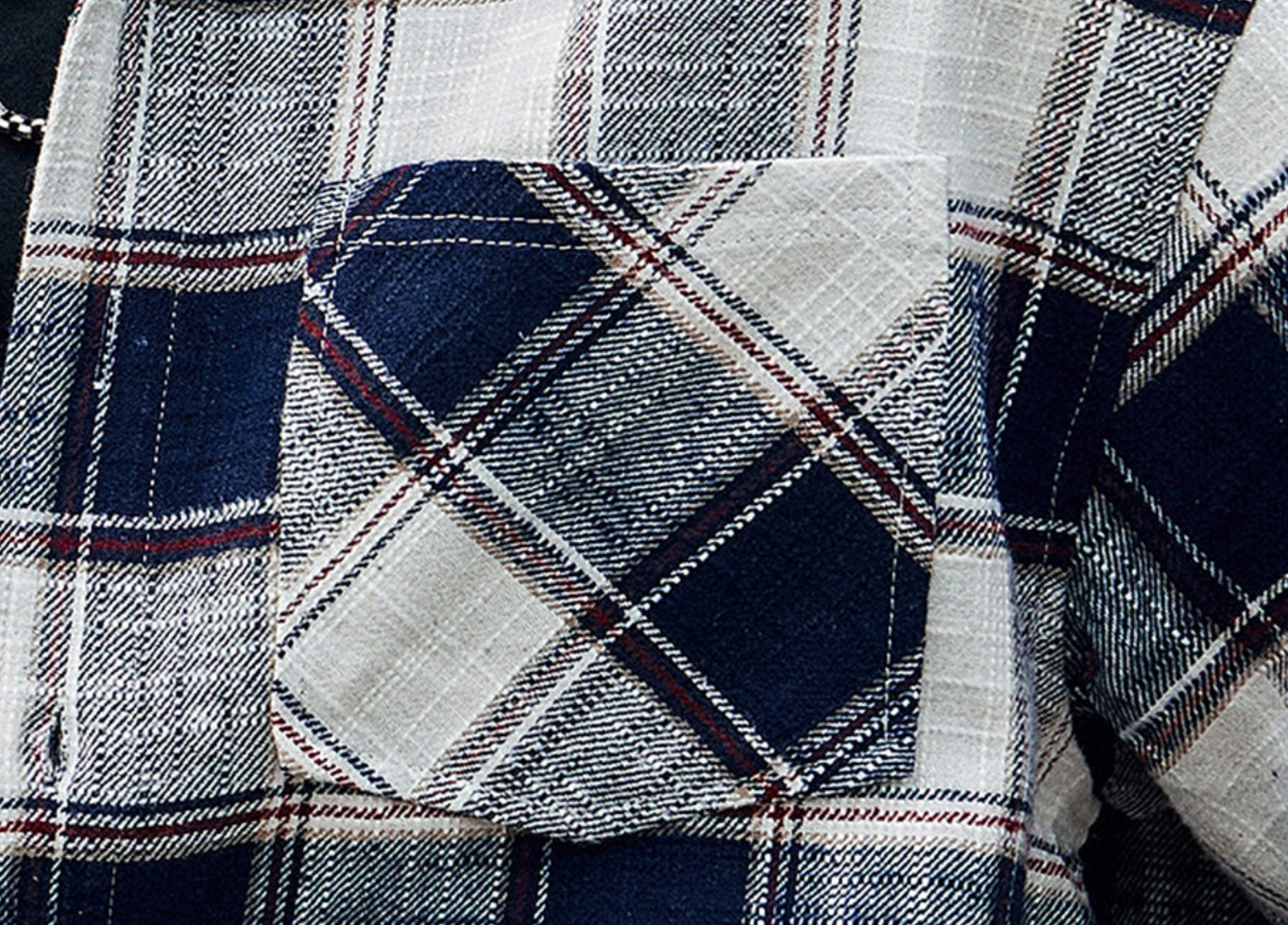 Retro Fit  Plaid Shirt  - BLUE