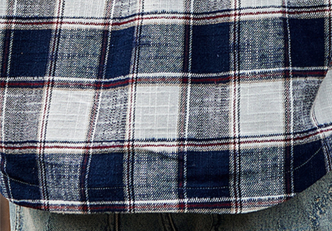 Retro Fit  Plaid Shirt  - BLUE