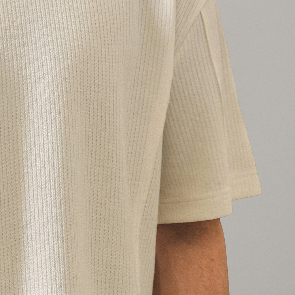 Ribbed Crewneck Tee Shirt in Off White